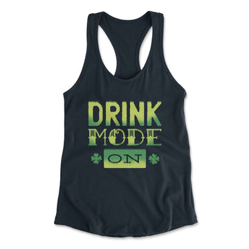 Drink Mode On Womens Racerback Tank in Midnight Navy color